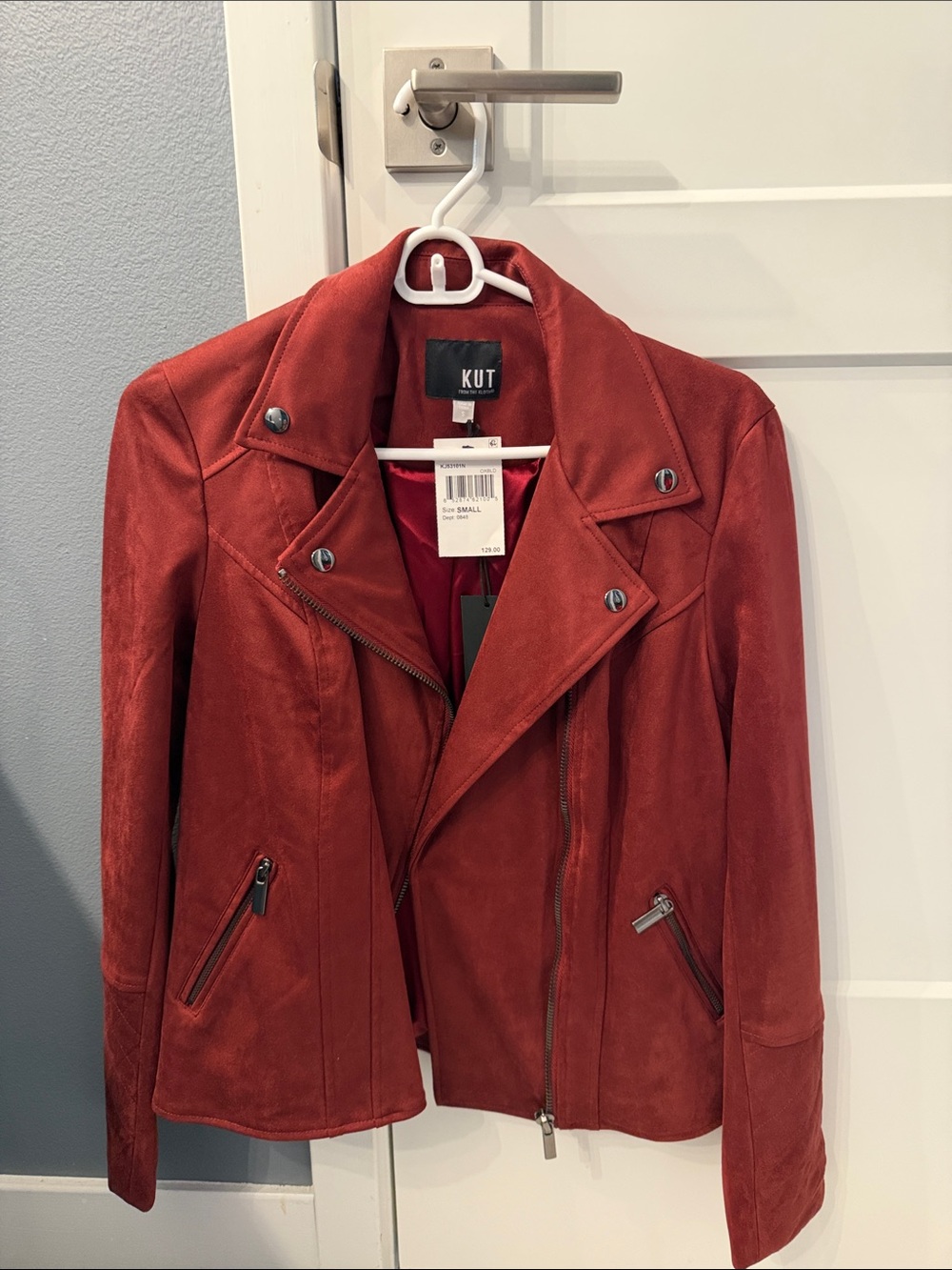 Kut from the Kloth Burnt Red Suede Moto Jacket